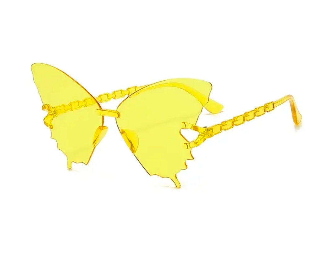 Ladies Yellow Butterfly Fashion Sunglasses