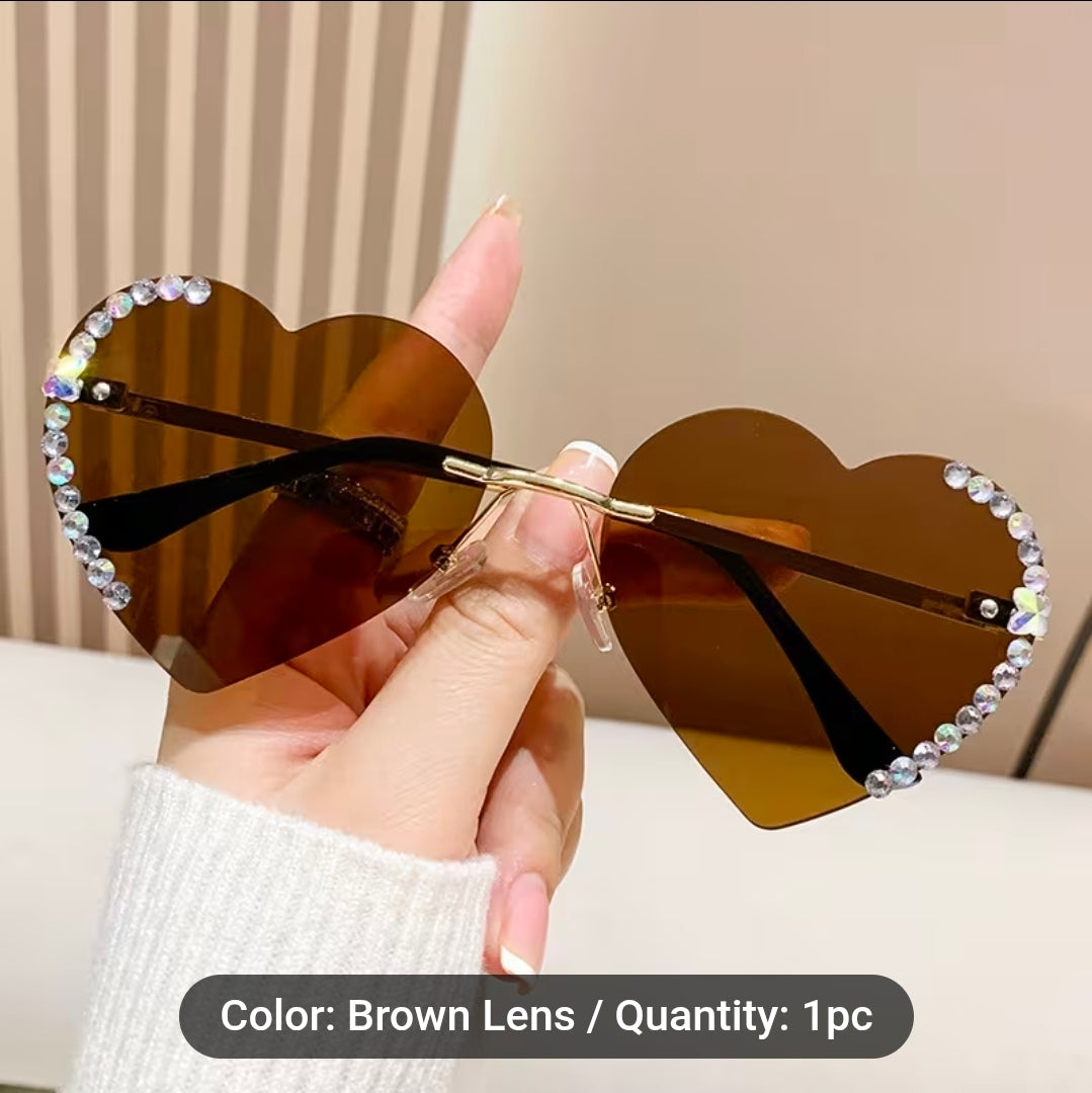 Brown Gemstone Fashion Sunglasses