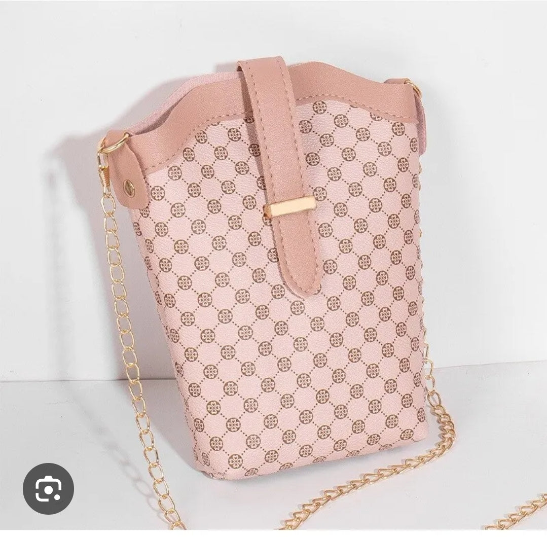 Small Pink Printed Chain Purse