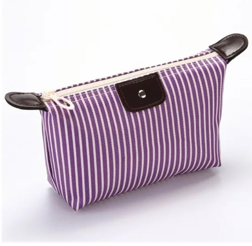 Purple Stripe Make-Up Bag