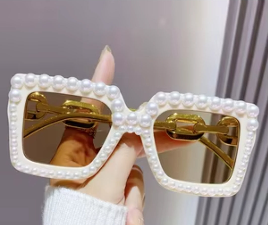 Ladies Yellow Pearl Sunglasses