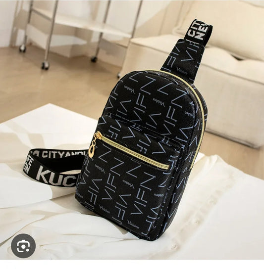 Black Printed Hoette Bag