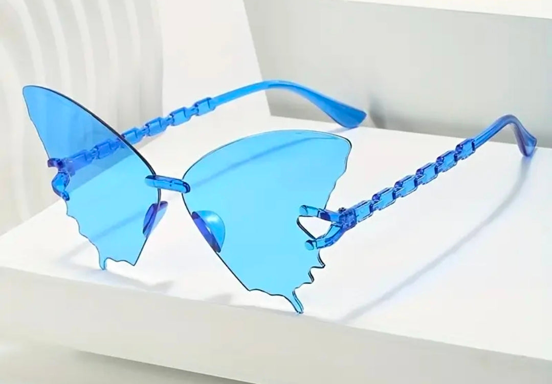 Ladies Blue Butterfly Fashion Sunglasses