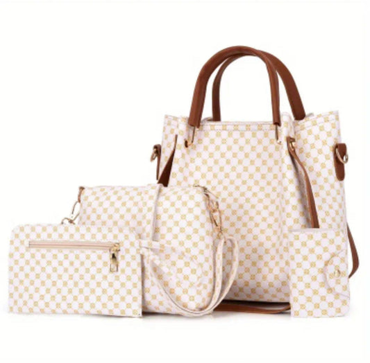 4 Piece White Purse Set