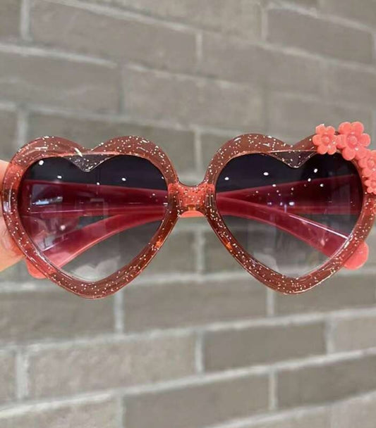 Little Girls Red Glitter Sunglasses