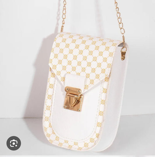 Small White Printed Purse