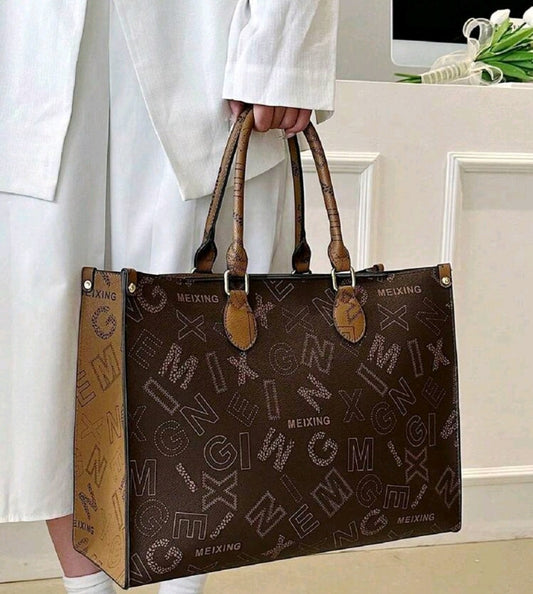 Extra Large Brown Printed Purse