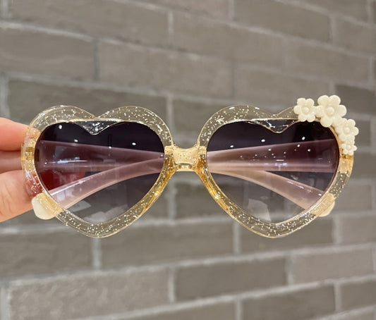 Little Girls Yellow Glitter Sunglasses