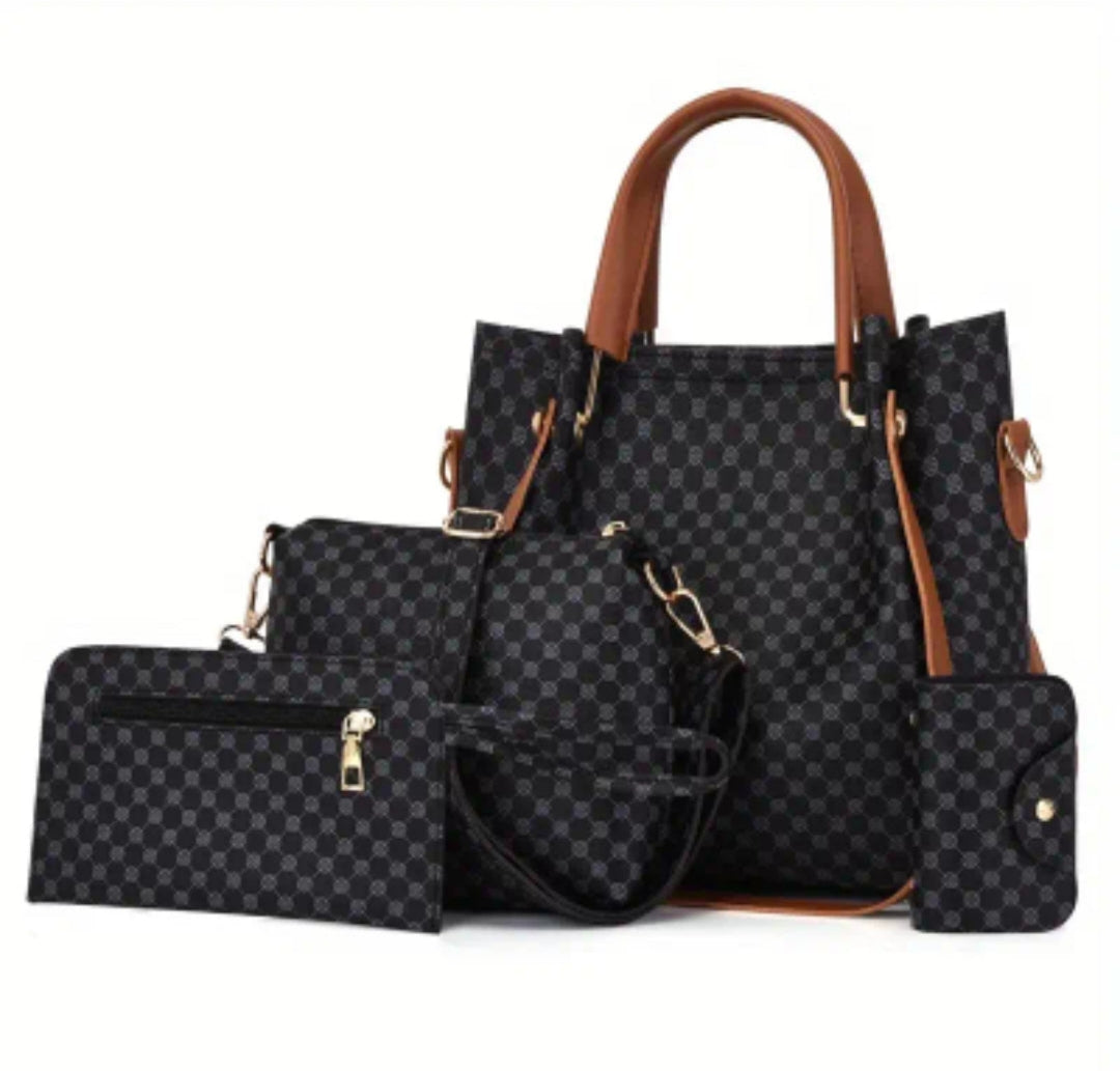 4 Piece Black Purse Set