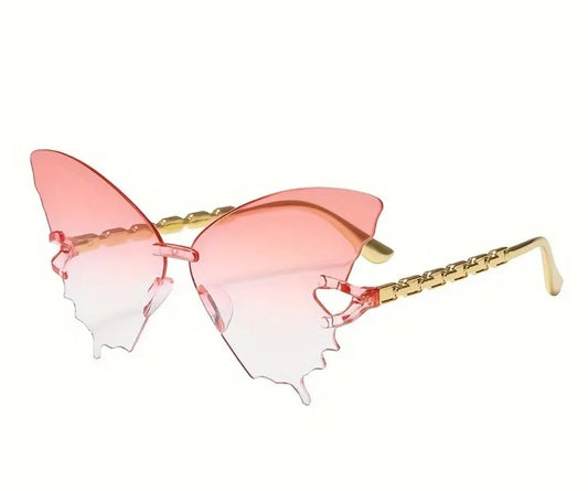 Ladies Orange & White Ombre Butterfly Fashion Sunglasses