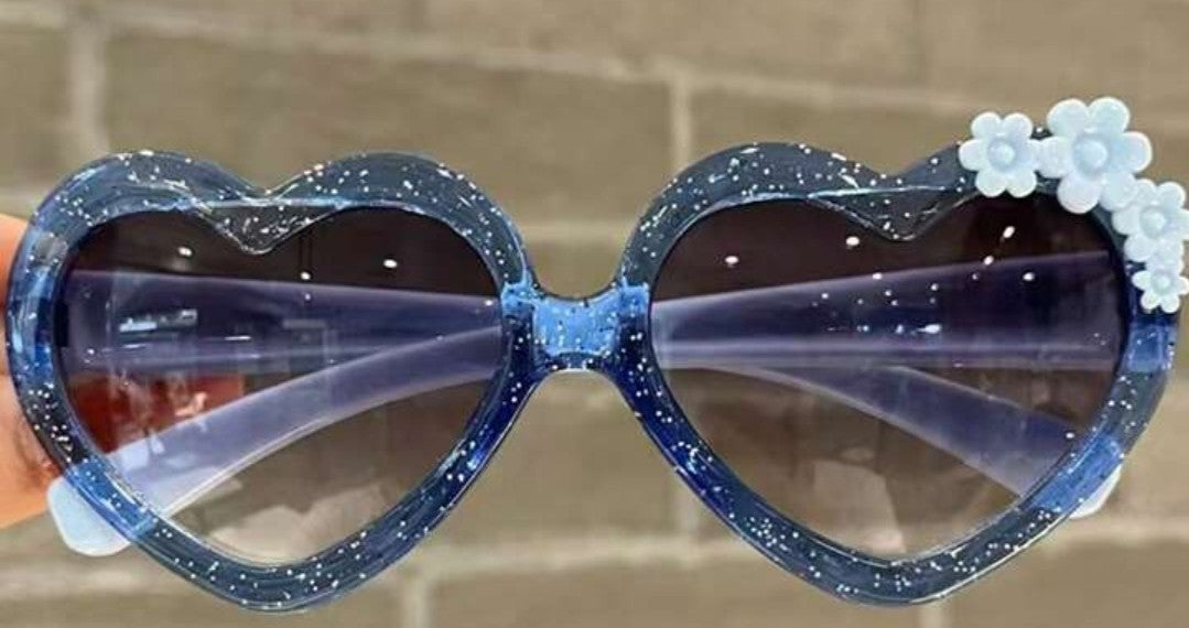 Little Girls Blue Glitter Sunglasses