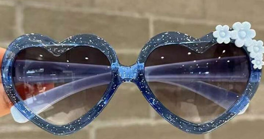 Little Girls Blue Glitter Sunglasses