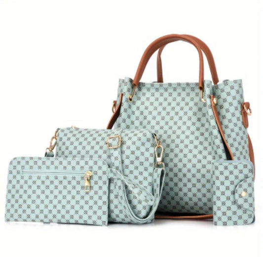 4 Piece Lt Blue Purse Set