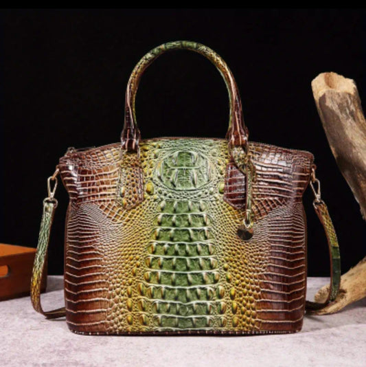 Brown/Green Crocodile Purse