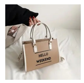 Tan/White Trim Hello Weekend Purse