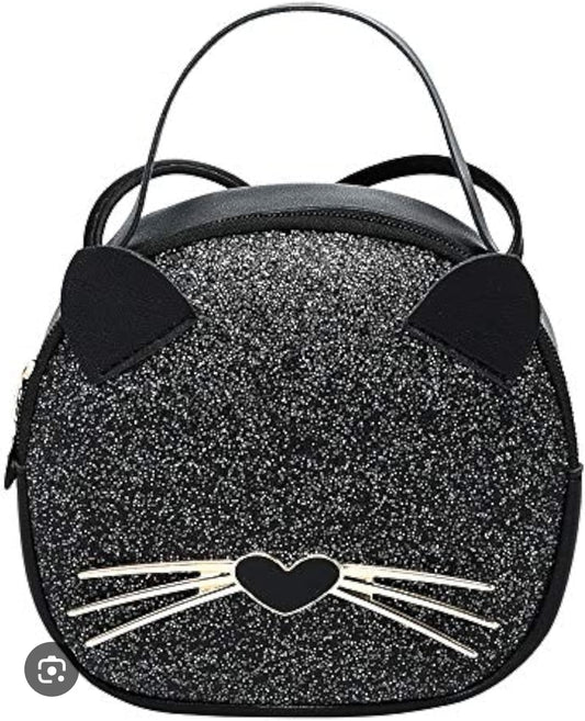 Glitter Black Kitty Purse