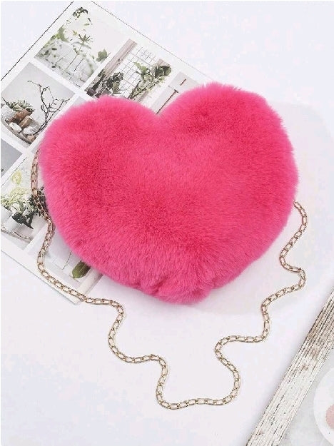 Hot Pink Heart Chain Purse