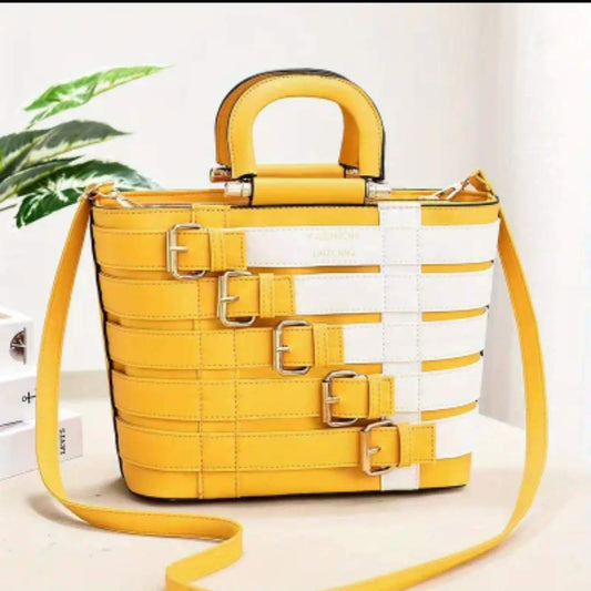 Yellow/White 5 Buckle Purse