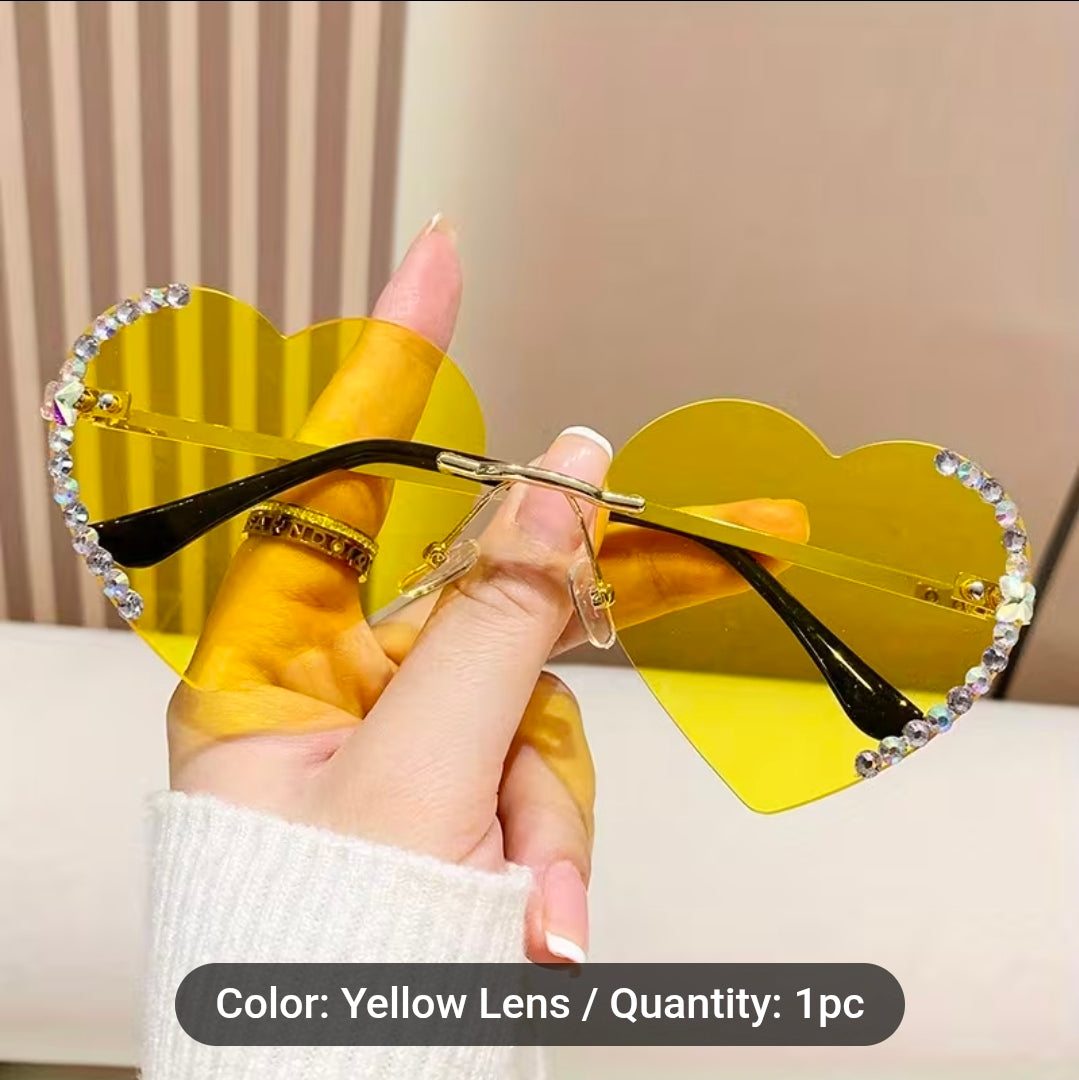 Yellow Gemstone Fashion Sunglasses