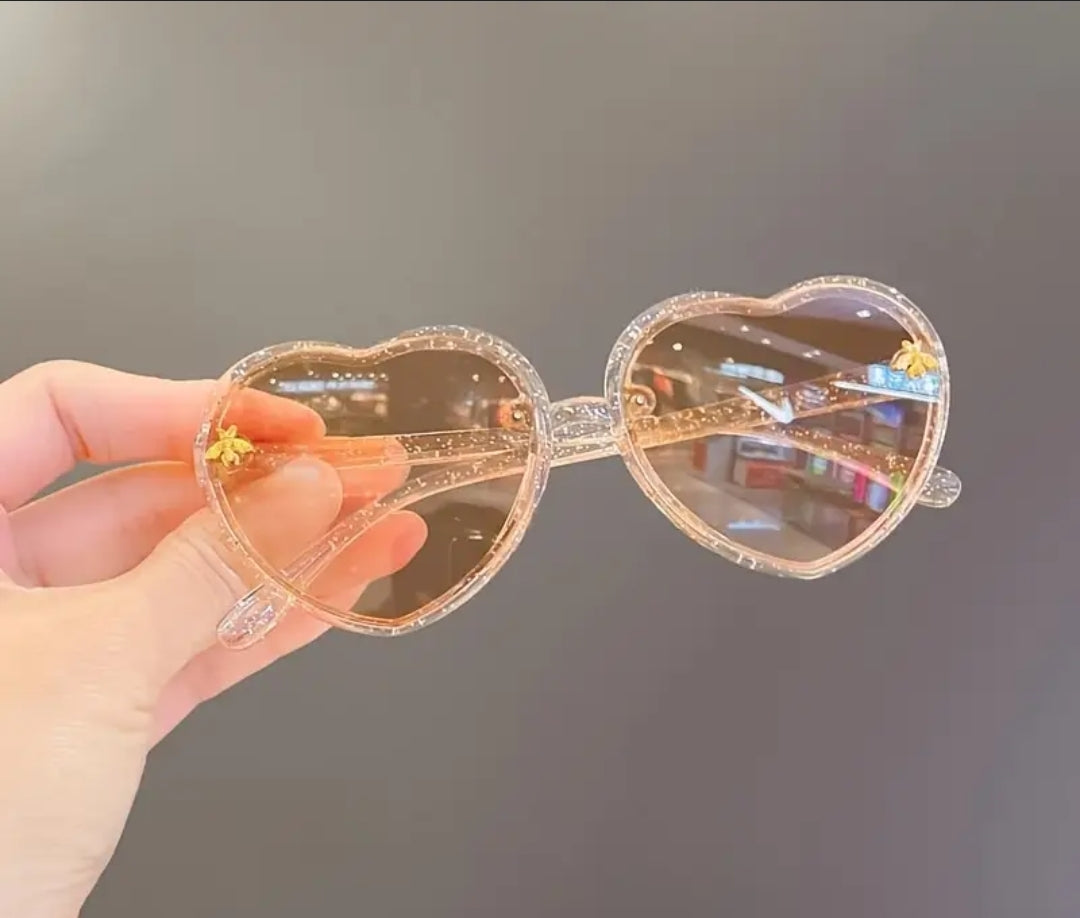 Little Girls Lt Pink Heart Sunglasses