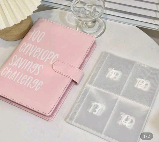 Pink 100 Envelope Savings Challenge Book